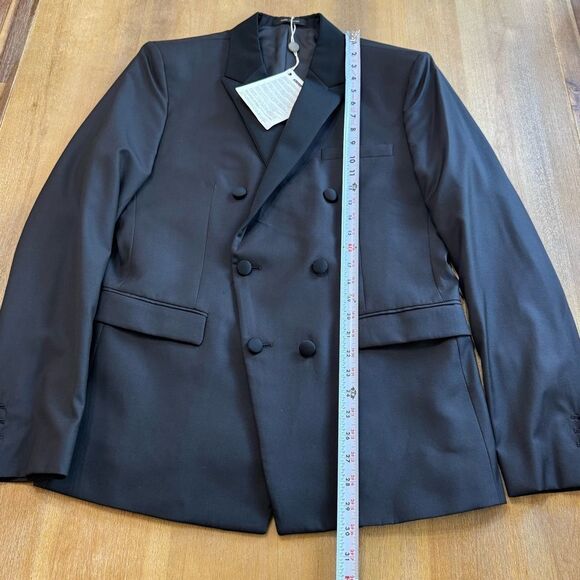 Emporio Armani Tux 40R Wool Mulberry Silk Double Breasted‎ Dark Navy Blue - Picture 4 of 14